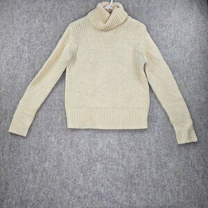 Aeropostale Womens Cream Turtleneck Sweater Size M Acrylic Knit Casual Soft Warm